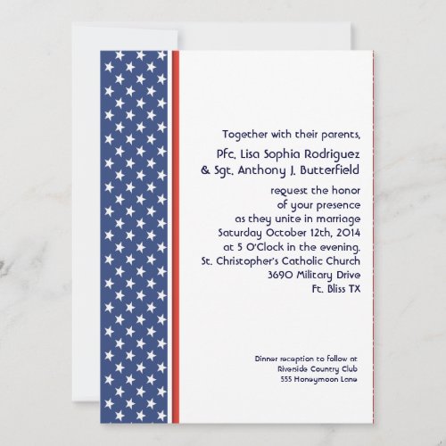 Patriotic Military Stars and Stripes Wedding Announcements