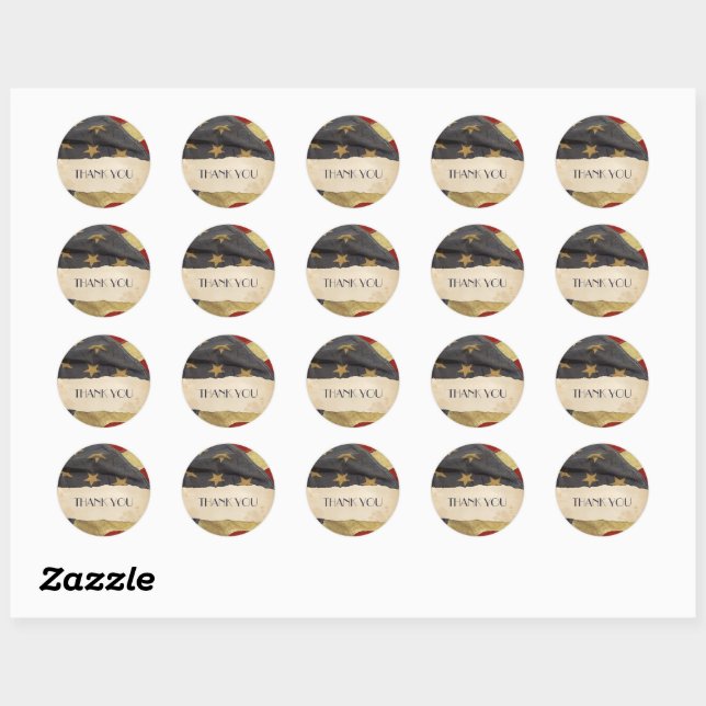 Patriotic Military Thank You Old USA Flag  Classic Round Sticker (Sheet)