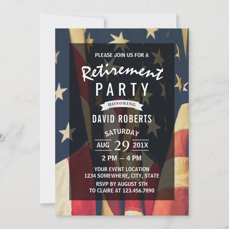 Patriotic Military Veteran Retirement Party Invitation | Zazzle