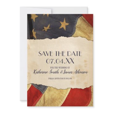 Patriotic Military Wedding Old USA Flag Save The Date Patriotic Military Wedding Old USA Flag Save The Date