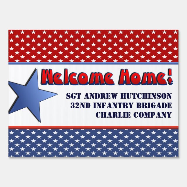 Patriotic Military Welcome Home Personalized Name Sign (Front)