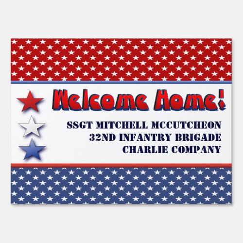 Patriotic Military Welcome Home Personalized Sign