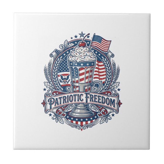 Patriotic Milkshake Americana Ceramic Tile (Front)