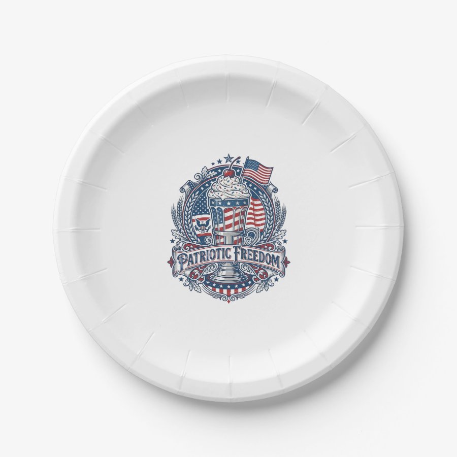 Patriotic Milkshake Americana Paper Plates