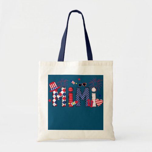 Patriotic Mimi 4th of July USA American Flag Mom Tote Bag