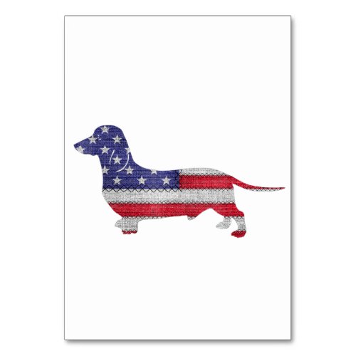 Patriotic Miniature Dachshund American Flag Embroi Table Number