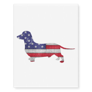 Patriotic Miniature Dachshund American Flag Embroi Temporary Tattoos
