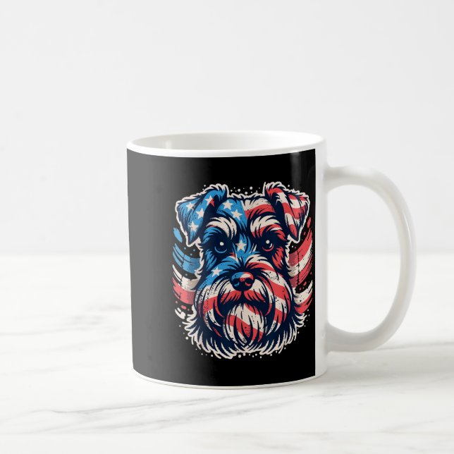 Patriotic Miniature Schnauzer American Flag 4th of Coffee Mug (Right)