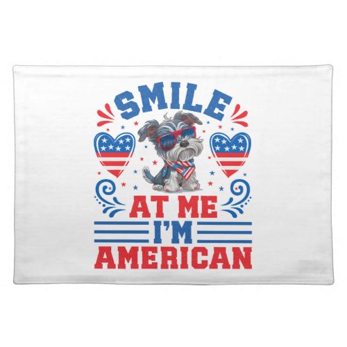 Patriotic Miniature Schnauzer Dog for 4th Of July Cloth Placemat