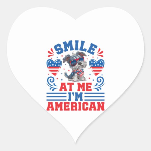 Patriotic Miniature Schnauzer Dog for 4th Of July Heart Sticker