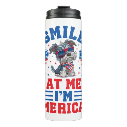 Patriotic Miniature Schnauzer Dog for 4th Of July Thermal Tumbler