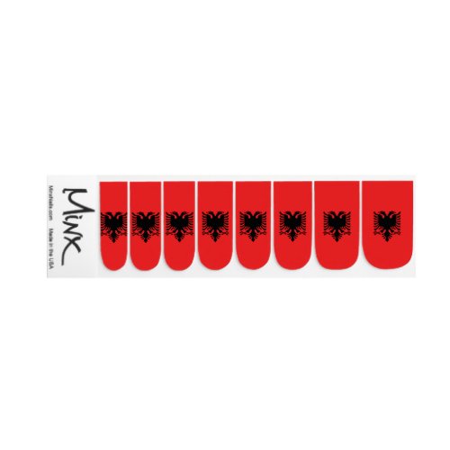 Patriotic minx nails with Flag of Albania Minx Nail Art