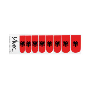 Patriotic minx nails with Flag of Albania Nail Art
