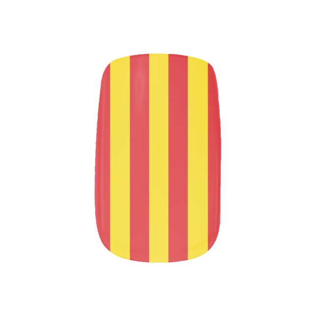 Patriotic minx nails with Flag of Catalonia Minx Nail Art (Left Thumb)