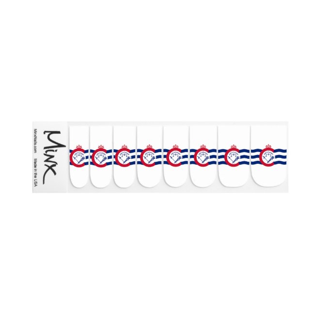 Patriotic minx nails with Flag of Cincinnati Nail Art (Right Hand)