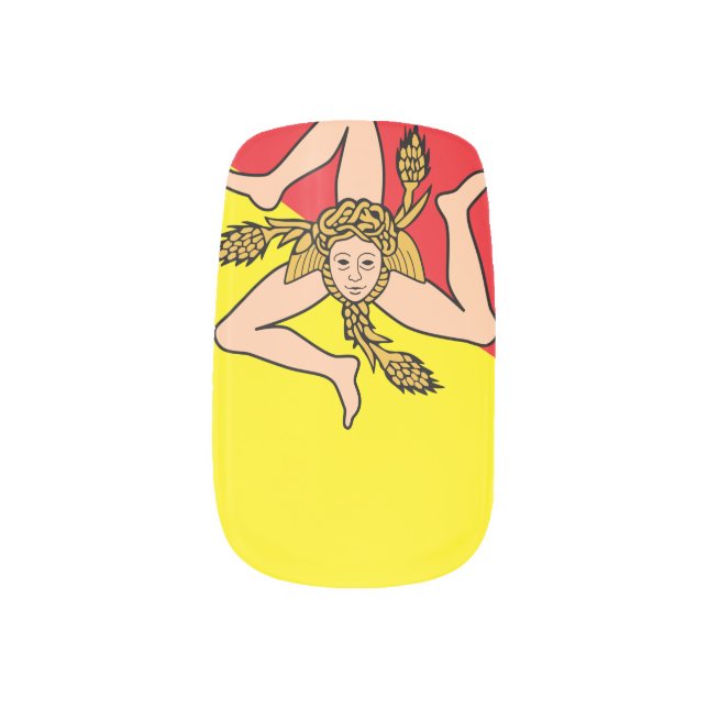 Patriotic minx nails with Flag of Sicily Minx Nail Art (Left Thumb)