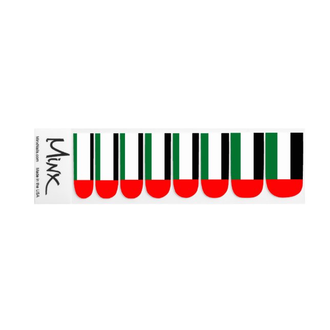 Patriotic minx nails with Flag of UAE Minx Nail Art (Left Hand)