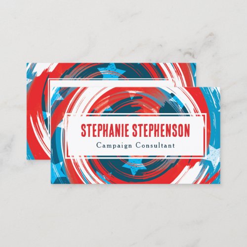 Patriotic Modern Red White Blue Abstract American  Business Card