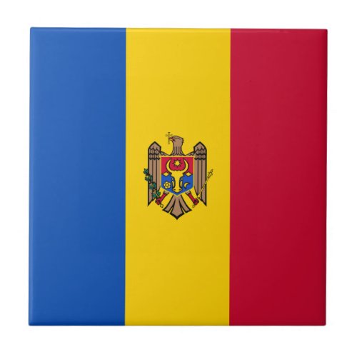 Patriotic Moldova Flag Ceramic Tile