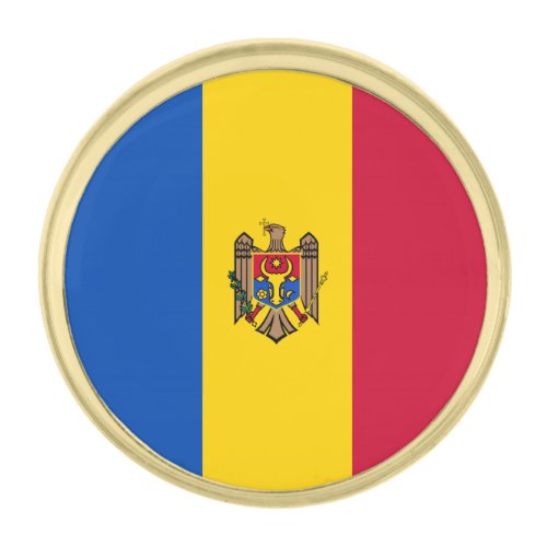 Patriotic Moldova Flag Gold Finish Lapel Pin