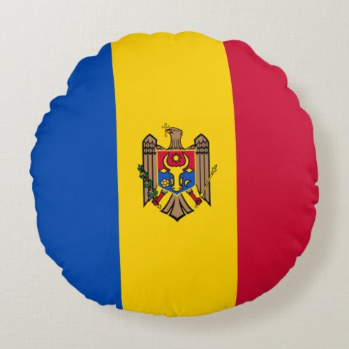 Patriotic Moldova Flag Round Pillow