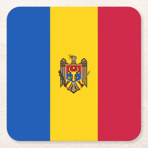 Patriotic Moldova Flag Square Paper Coaster