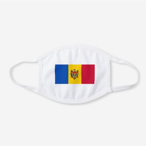 Patriotic Moldova Flag White Cotton Face Mask