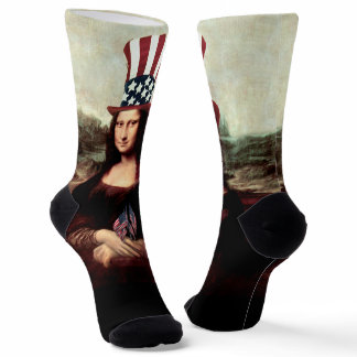 Patriotic Mona Lisa 4th Of July Socks