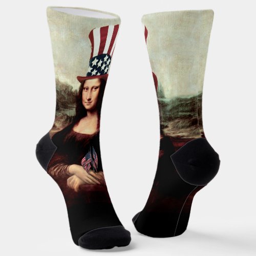 Patriotic Mona Lisa 4th Of July Socks