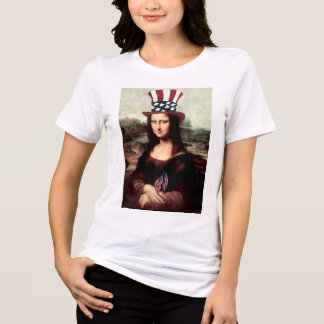 Patriotic Mona Lisa - Ready for Independence Day Tri-Blend Shirt
