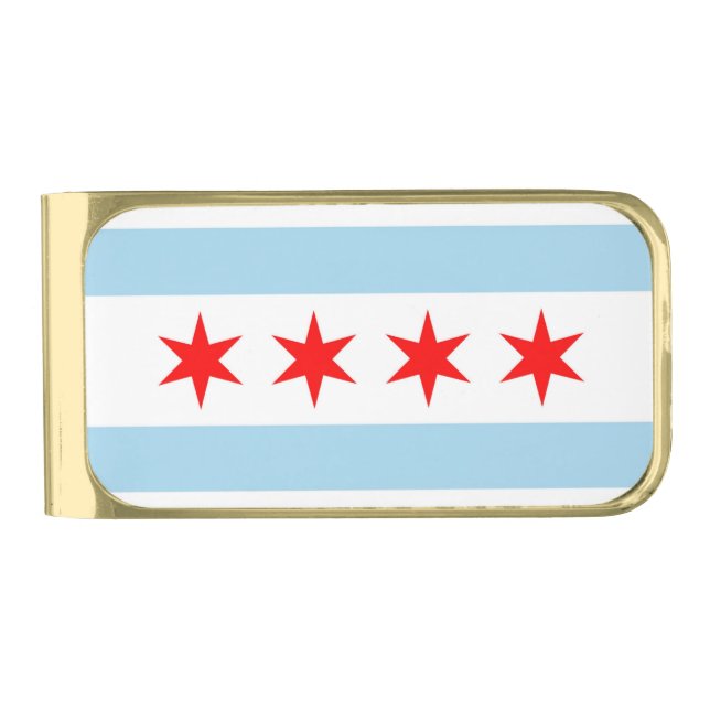 Patriotic Money Clip with flag of Chicago, USA (Front)