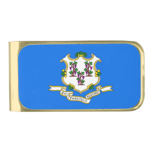 Patriotic Money Clip with flag of Connecticut, USA