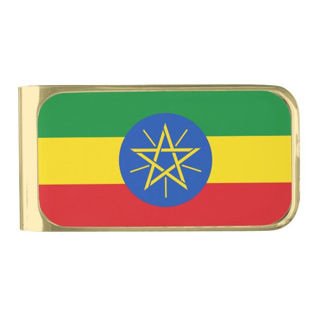 Patriotic Money Clip with flag of Ethiopia (Front)