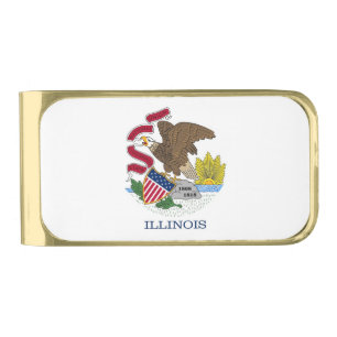 Patriotic Money Clip with flag of Illinois, USA