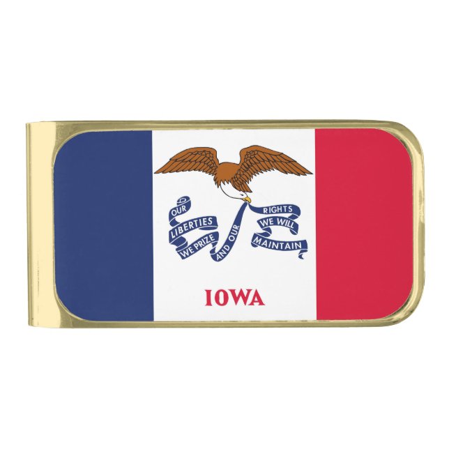 Patriotic Money Clip with flag of Iowa, USA (Front)
