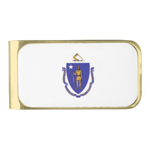 Patriotic Money Clip with flag of Massachusetts