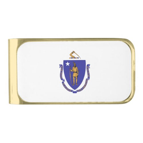 Patriotic Money Clip with flag of Massachusetts