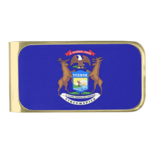 Patriotic Money Clip with flag of Michigan