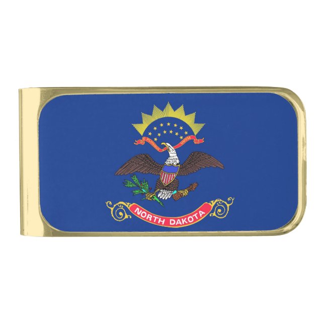 Patriotic Money Clip with flag of North Dakota (Front)