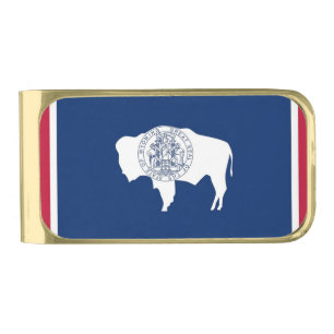 Patriotic Money Clip with flag of Wyoming, USA