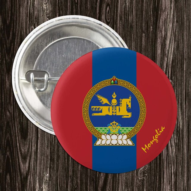 Patriotic Mongolia button, Mongolian Flag Button (Creator Uploaded)