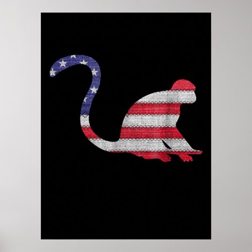 Patriotic Monkey American Flag Embroidery Poster