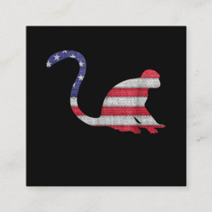 Patriotic Monkey American Flag Embroidery Square Business Card