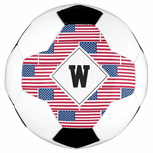 Patriotic Monogram AMERICAN FLAG Soccer Ball