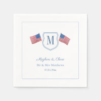 Patriotic Monogram Wedding Crest USA Flags Party