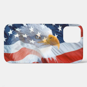 Patriotic Monogrammed Bald Eagle American Flag Case-Mate iPhone Case