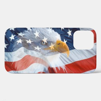 Patriotic Monogrammed Bald Eagle American Flag Iphone 12 Case by tjustleft at Zazzle