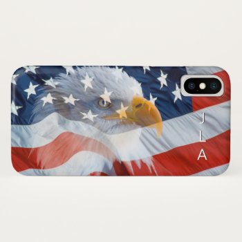Patriotic Monogrammed Bald Eagle American Flag Iphone X Case by tjustleft at Zazzle
