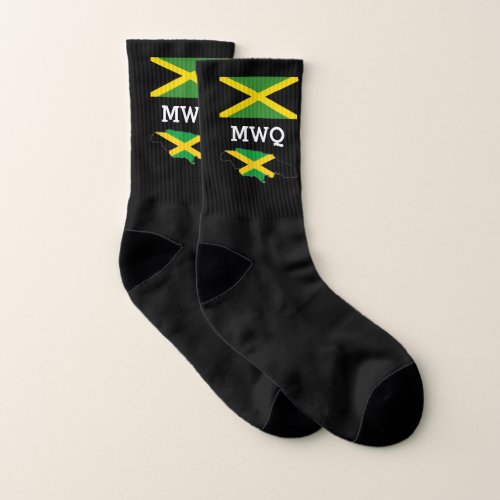 Patriotic  Monogrammed  Flag of JAMAICA Socks