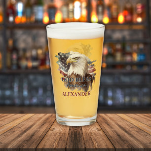 Patriotic Monogrammed God Bless America Eagle  Glass